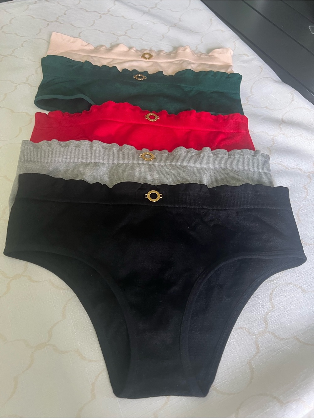 BCBGeneration Red and Gray Layered Bikini Briefs Set